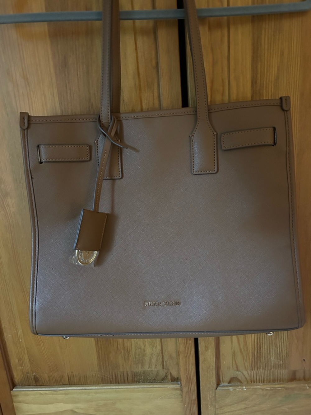 Anne Klein Taupe Brown Structured Tote